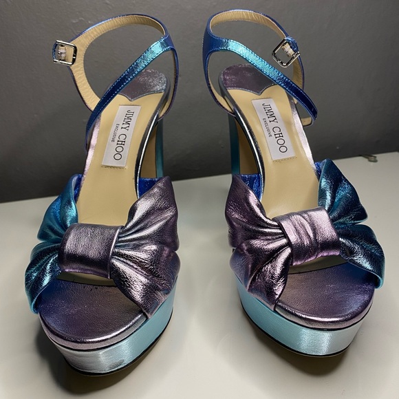 Jimmy Choo Shoes - Jimmy Choo Iridescent Blue-Purple Platform Sandals